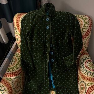 Mini Boden Green Polka Dot Kids Trench dress Coat. EUC‎